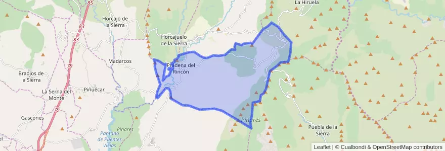 Mapa de ubicacion de Prádena del Rincón.