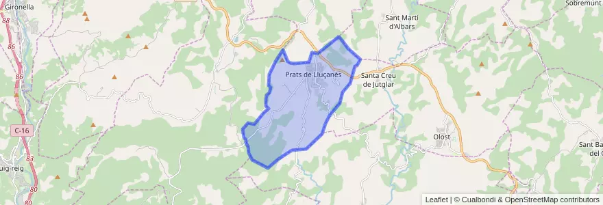 Mapa de ubicacion de Prats de Lluçanès.