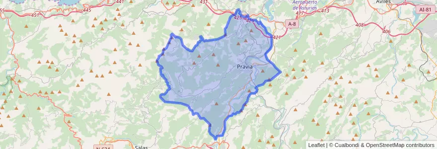 Mapa de ubicacion de Pravia.