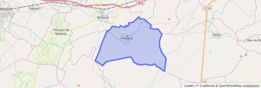 Mapa de ubicacion de Preixana.
