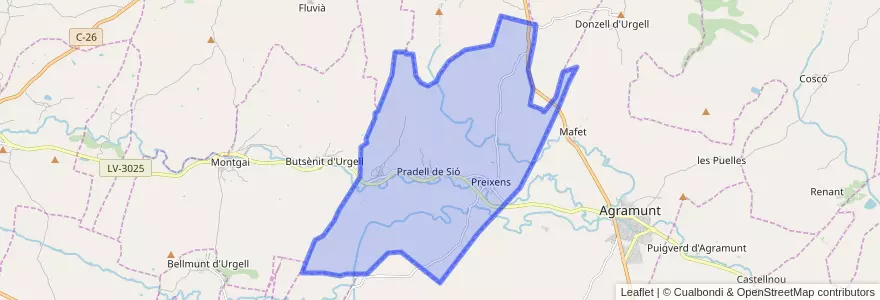 Mapa de ubicacion de Preixens.