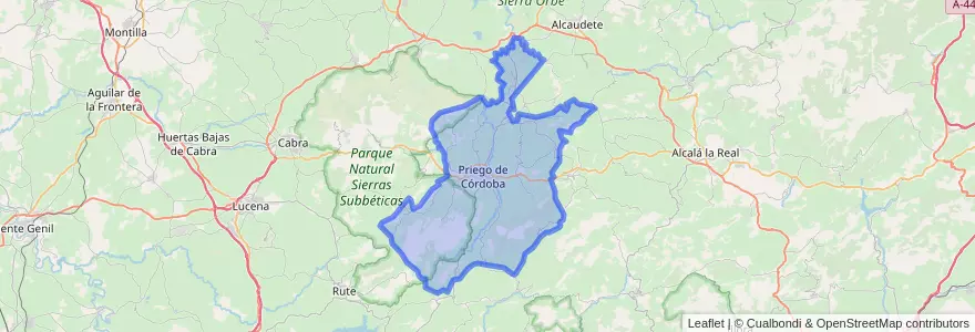 Mapa de ubicacion de Priego de Córdoba.