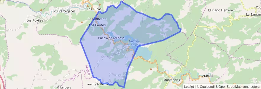 Mapa de ubicacion de Puebla de Arenoso.