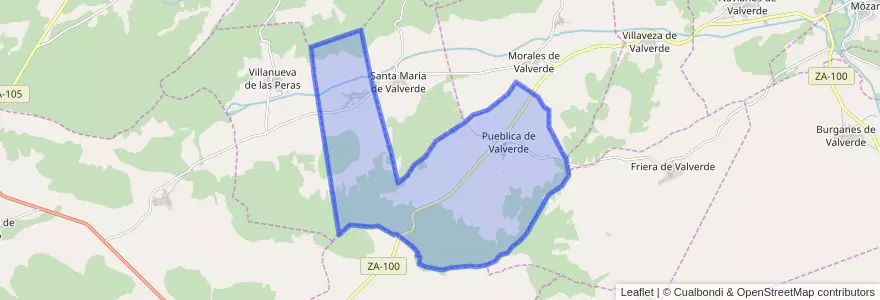 Mapa de ubicacion de Pueblica de Valverde.