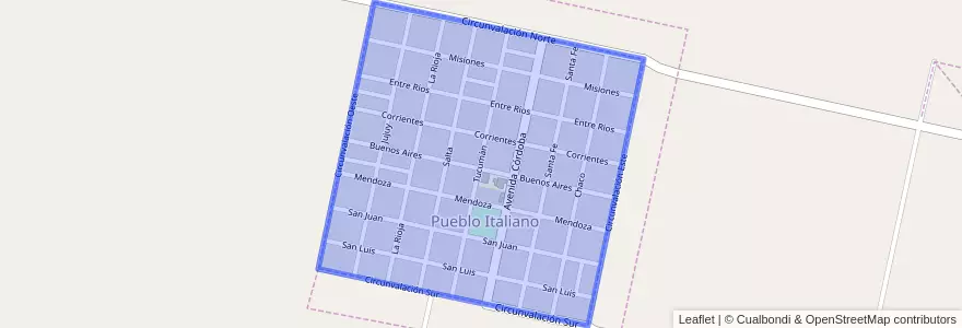 Mapa de ubicacion de Pueblo Italiano.