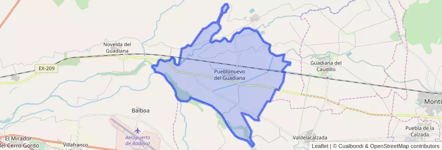 Mapa de ubicacion de Pueblonuevo del Guadiana.