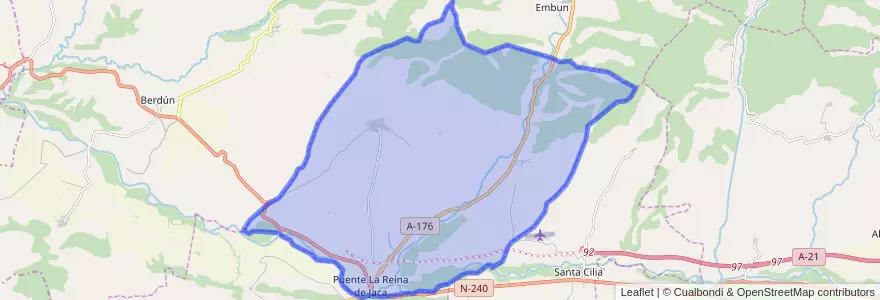 Mapa de ubicacion de Puente la Reina de Jaca.