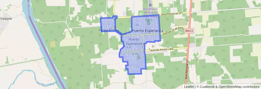 Mapa de ubicacion de Puerto Esperanza.