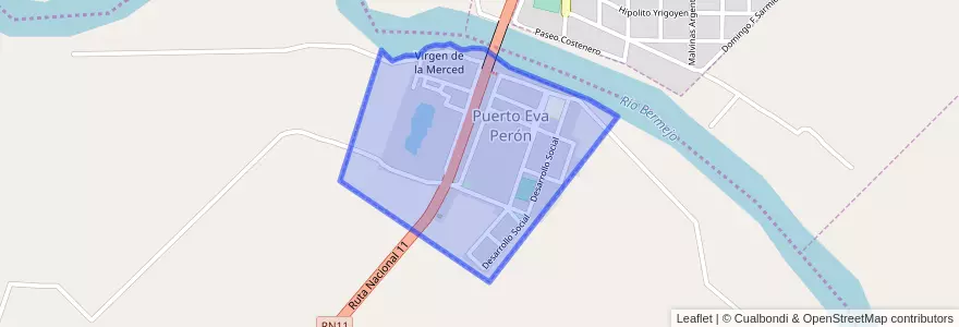 Mapa de ubicacion de Puerto Eva Perón.
