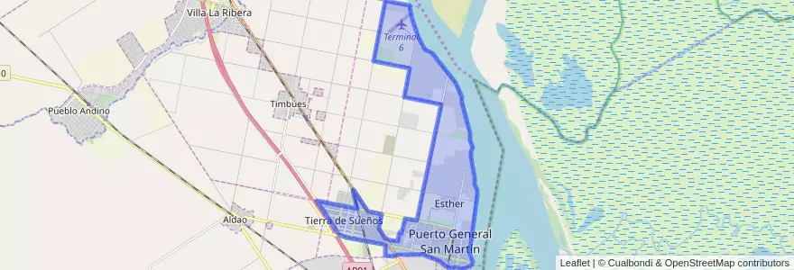 Mapa de ubicacion de Puerto General San Martín.