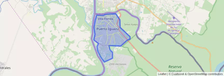 Mapa de ubicacion de Puerto Iguazú.