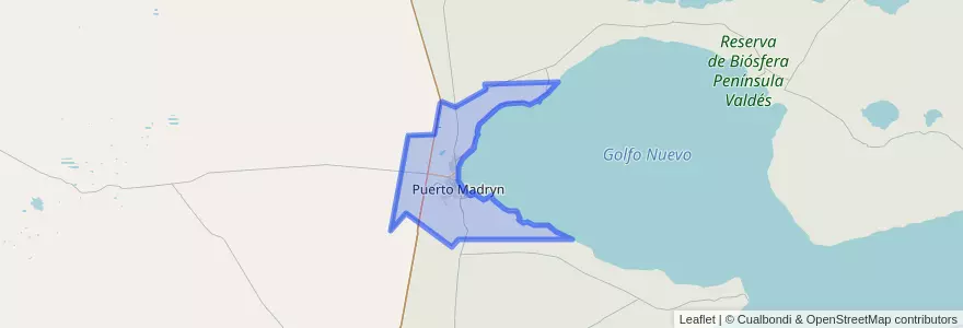 Mapa de ubicacion de Puerto Madryn.