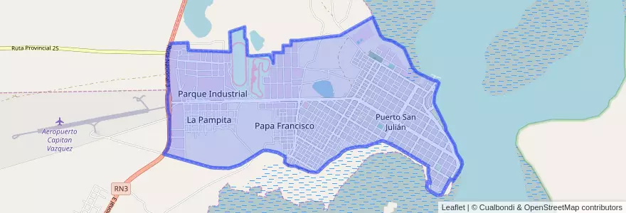 Mapa de ubicacion de Puerto San Julián.