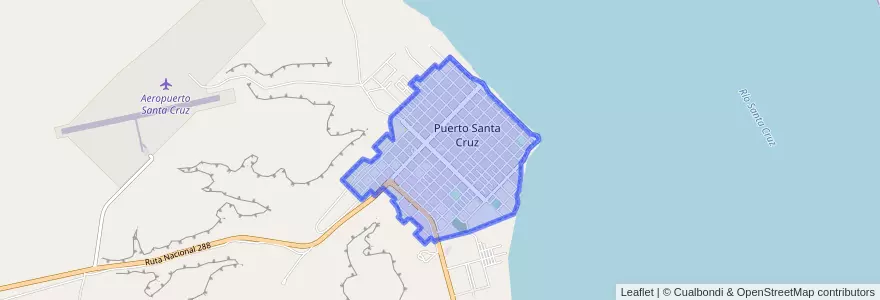 Mapa de ubicacion de Puerto Santa Cruz.