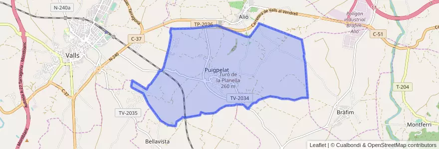 Mapa de ubicacion de Puigpelat.