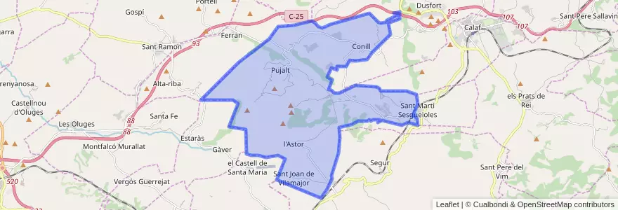 Mapa de ubicacion de Pujalt.
