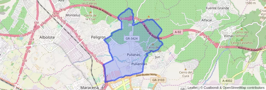 Mapa de ubicacion de Pulianas.