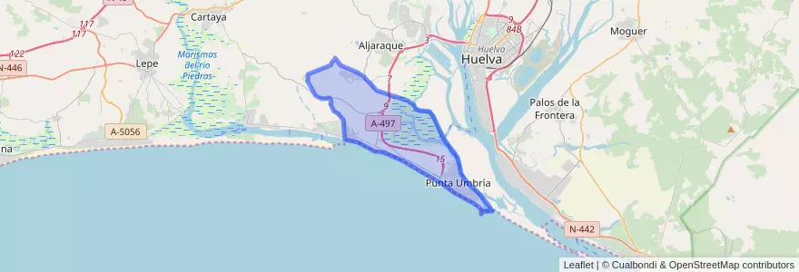 Mapa de ubicacion de Punta Umbría.
