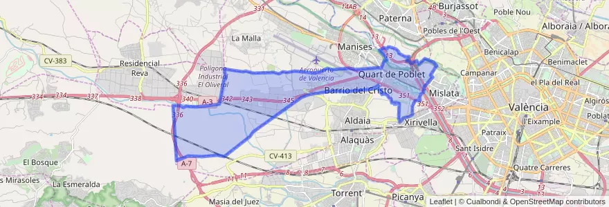 Mapa de ubicacion de Quart de Poblet.