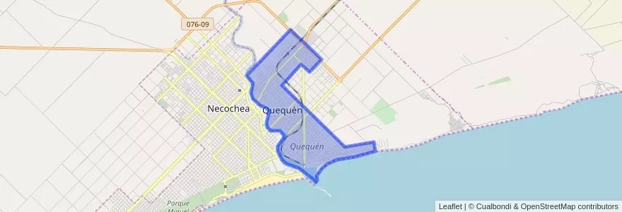 Mapa de ubicacion de Quequén.
