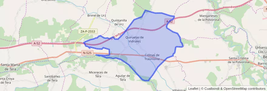 Mapa de ubicacion de Quiruelas de Vidriales.