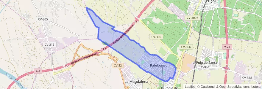 Mapa de ubicacion de Rafelbunyol.
