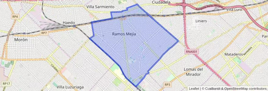 Mapa de ubicacion de Ramos Mejía.