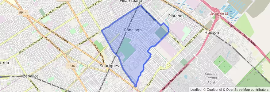 Mapa de ubicacion de Ranelagh.