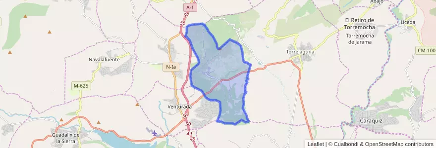 Mapa de ubicacion de Redueña.