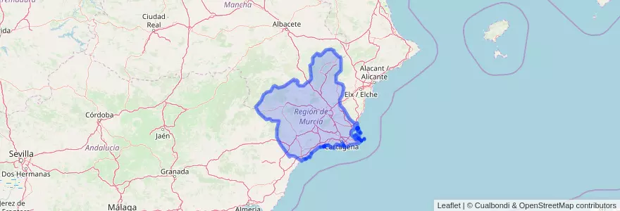 Mapa de ubicacion de Murcia.
