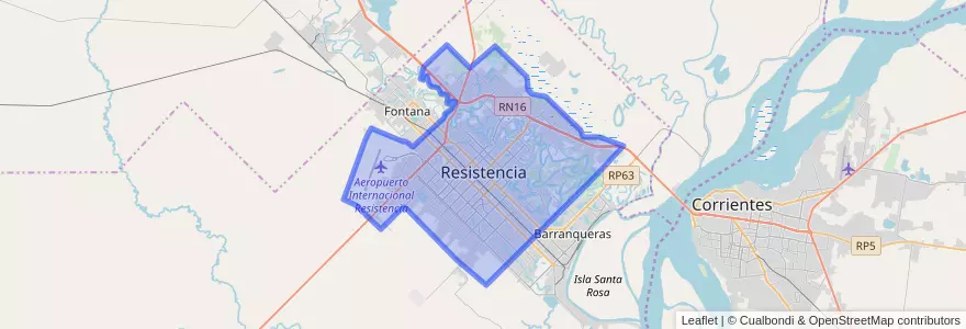 Mapa de ubicacion de Resistencia.