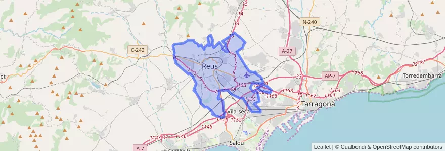 Mapa de ubicacion de Reus.