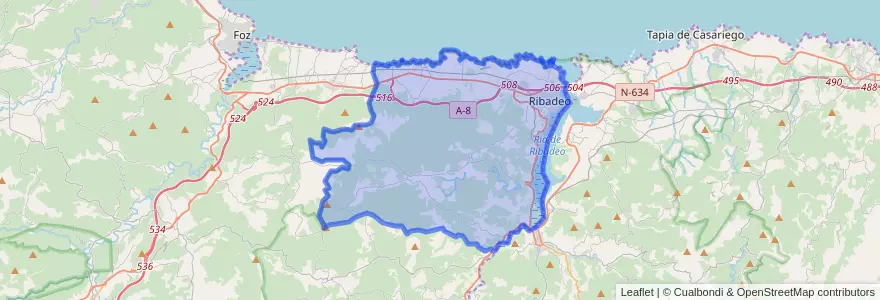 Mapa de ubicacion de Ribadeo.