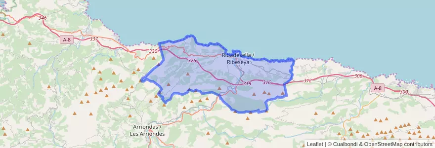 Mapa de ubicacion de Ribadesella.