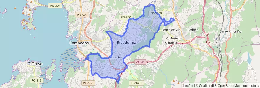 Mapa de ubicacion de Ribadumia.