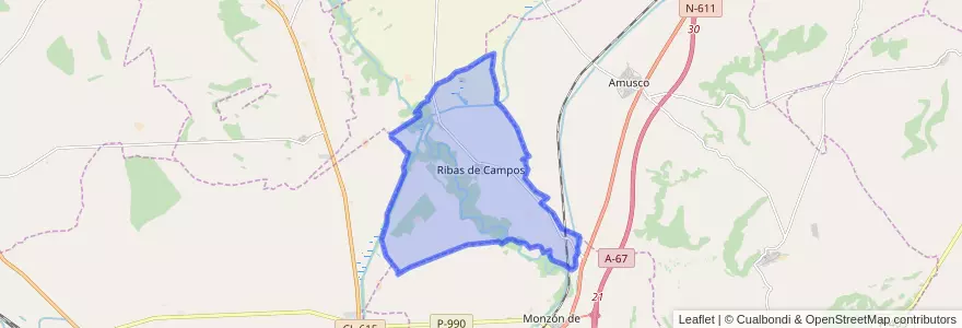 Mapa de ubicacion de Ribas de Campos.