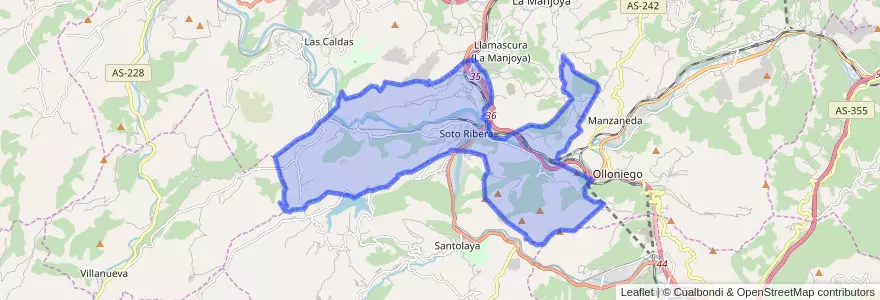 Mapa de ubicacion de Ribera de Arriba.