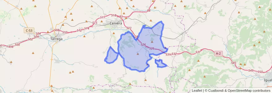 Mapa de ubicacion de Ribera d'Ondara.