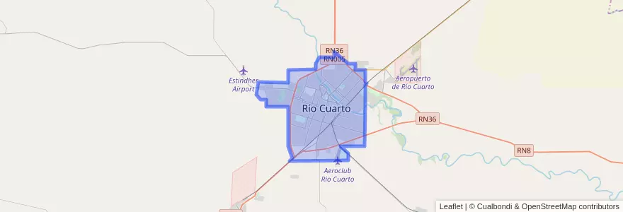 Mapa de ubicacion de Río Cuarto.