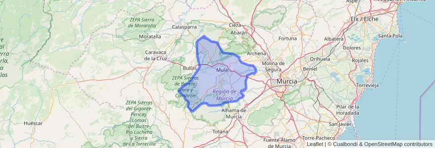 Mapa de ubicacion de Río Mula.