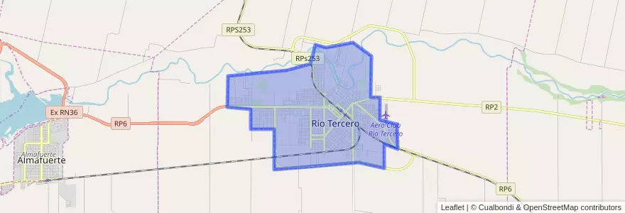 Mapa de ubicacion de Río Tercero.