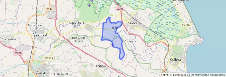 Mapa de ubicacion de Riola.
