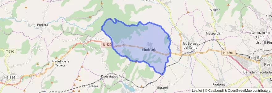 Mapa de ubicacion de Riudecols.