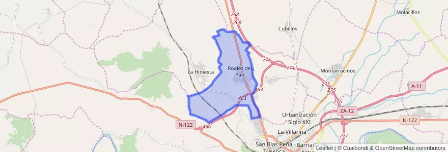 Mapa de ubicacion de Roales.
