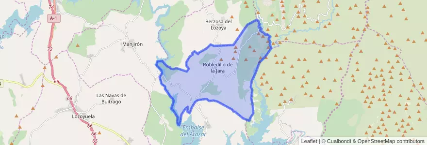 Mapa de ubicacion de Robledillo de la Jara.