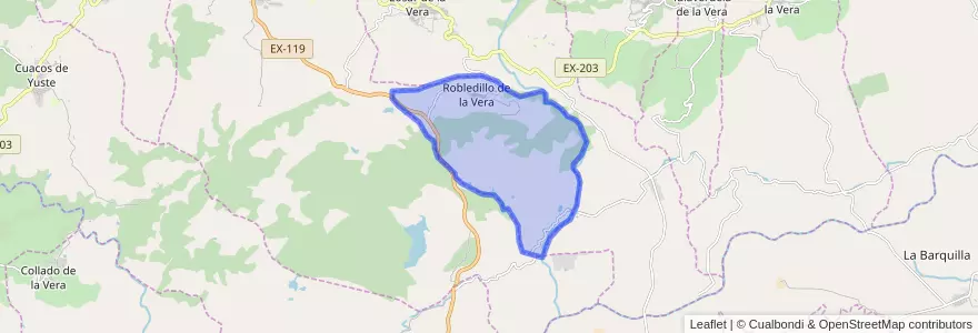 Mapa de ubicacion de Robledillo de la Vera.