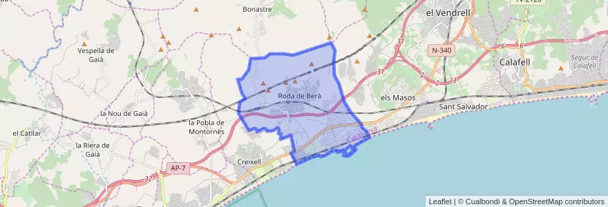 Mapa de ubicacion de Roda de Berà.