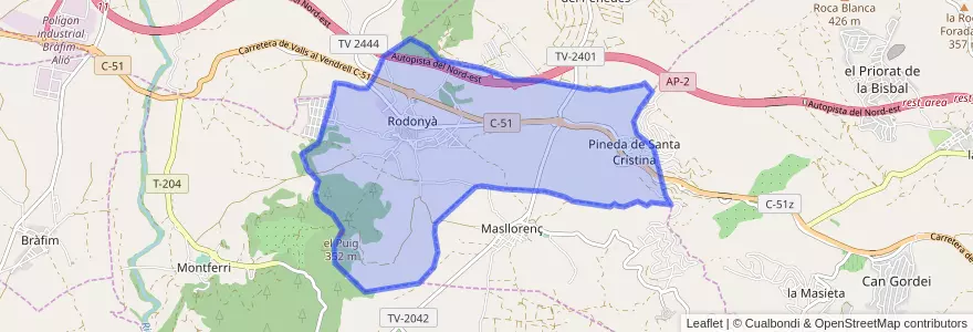 Mapa de ubicacion de Rodonyà.