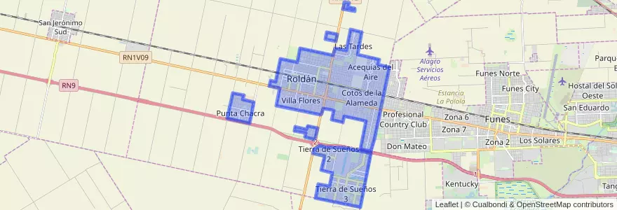Mapa de ubicacion de Roldán.