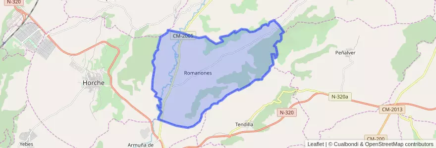 Mapa de ubicacion de Romanones.